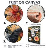 Cow Painting With Hibiscus - Cow Wall Decor