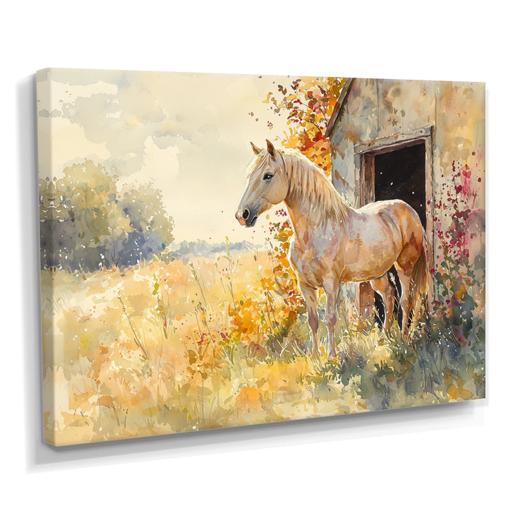 Horse Floral Portrait At The Barn - Horse Wall Decor