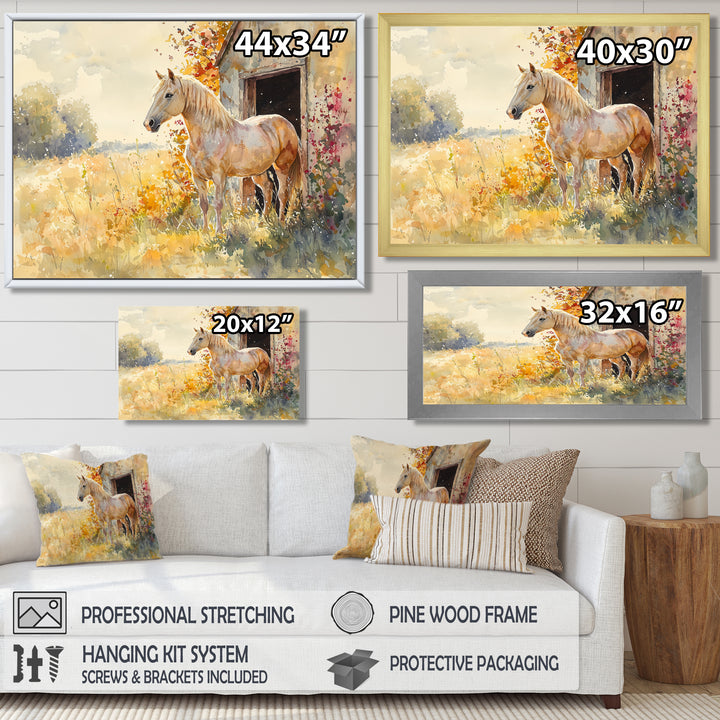 Horse Floral Portrait At The Barn - Horse Wall Decor