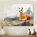 Llama In Peru Meditation Of The Guardian - Orange Llama Wall Art