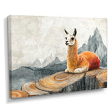 Llama In Peru Meditation Of The Guardian - Orange Llama Wall Art