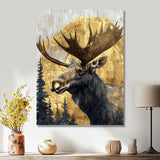 Golden Moose Portrait In The Winter - Moose Living Room Wall Art