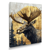 Golden Moose Portrait In The Winter - Moose Living Room Wall Art