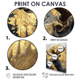 Golden Moose Portrait In The Winter - Moose Living Room Wall Art