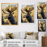 Golden Moose Portrait In The Winter - Moose Living Room Wall Art