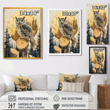 Owl Into Golden Forest Landscape - Owl Wall Art Prints