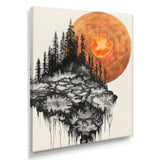Sunrise Of A Dark Onyx Forest - Orange Owl Wall Art