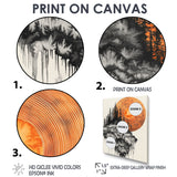 Sunrise Of A Dark Onyx Forest - Orange Owl Wall Art