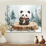 Cute Panda In Winter Landscape - Panda Home Decor Art