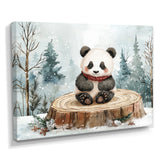Cute Panda In Winter Landscape - Panda Home Decor Art