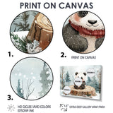 Cute Panda In Winter Landscape - Panda Home Decor Art
