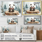 Cute Panda In Winter Landscape - Panda Home Decor Art