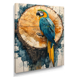 Parrot At Tropical Tree On Slide - Parrot Canvas Wall Art