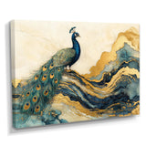 Golden Emerald And Agate Peacock Landscape - Peacock Wall Art Prints