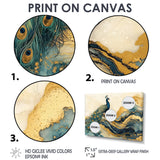 Golden Emerald And Agate Peacock Landscape - Peacock Wall Art Prints