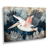 Pelican Flying Above Ocean Landscape - Pelican Wall Art Prints