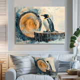 Penguin In A Winter Landscape - Penguin Framed Canvas Art