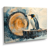 Penguin In A Winter Landscape - Penguin Framed Canvas Art