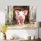 Cute Farm Pig Portrait - Pig Living Room Wall Art
