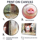 Cute Farm Pig Portrait - Pig Living Room Wall Art