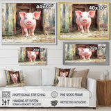 Cute Farm Pig Portrait - Pig Living Room Wall Art