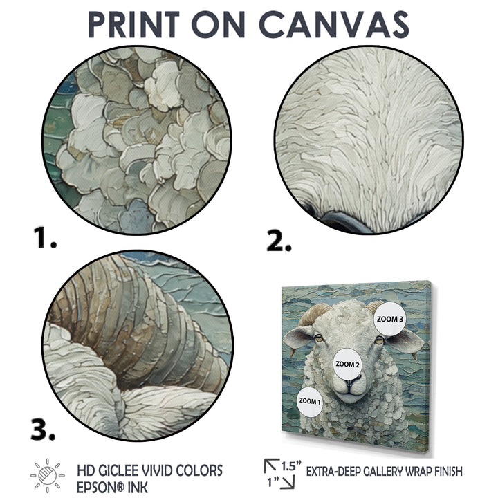 Ewes Gaze Of Sheep Portrait - Sheep Canvas Wall Art
