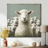 Minimalism Ewes Gaze Of Sheep Family Portrait - Sheep Canvas Wall Art