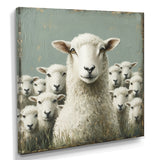 Minimalism Ewes Gaze Of Sheep Family Portrait - Sheep Canvas Wall Art