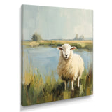 Sheep By The Pond With Gentle Breeze - Sheep Wall Art Prints
