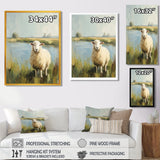 Sheep By The Pond With Gentle Breeze - Sheep Wall Art Prints