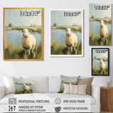 Sheep By The Pond With Gentle Breeze - Sheep Wall Art Prints