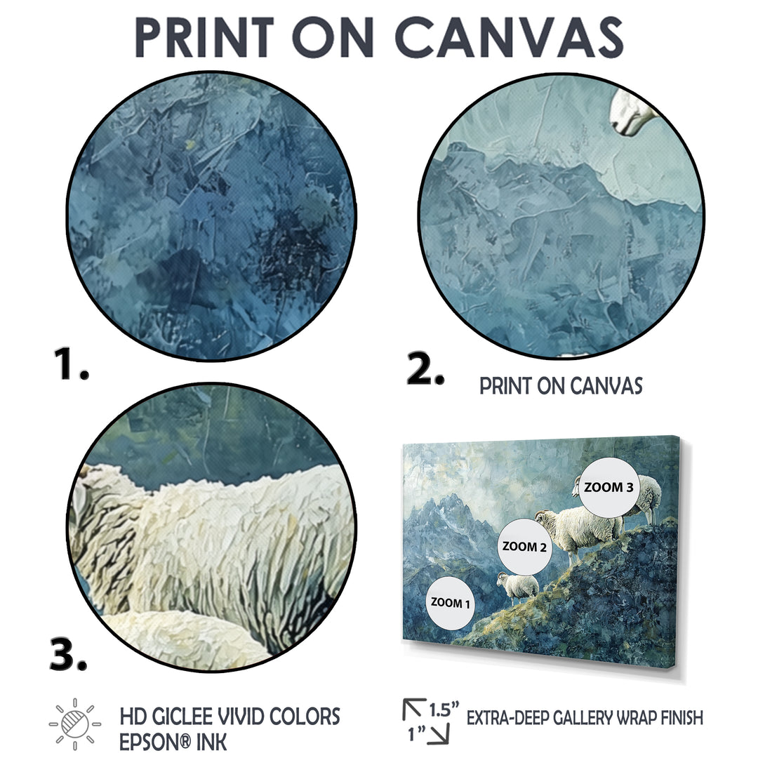 Mountain Retreat Of Sheep - Blue Sheep Wall Art