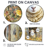 Sheep Floral Portrait At The Barn - Sheep Bedroom Wall Art
