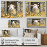 Sheep Floral Portrait At The Barn - Sheep Bedroom Wall Art