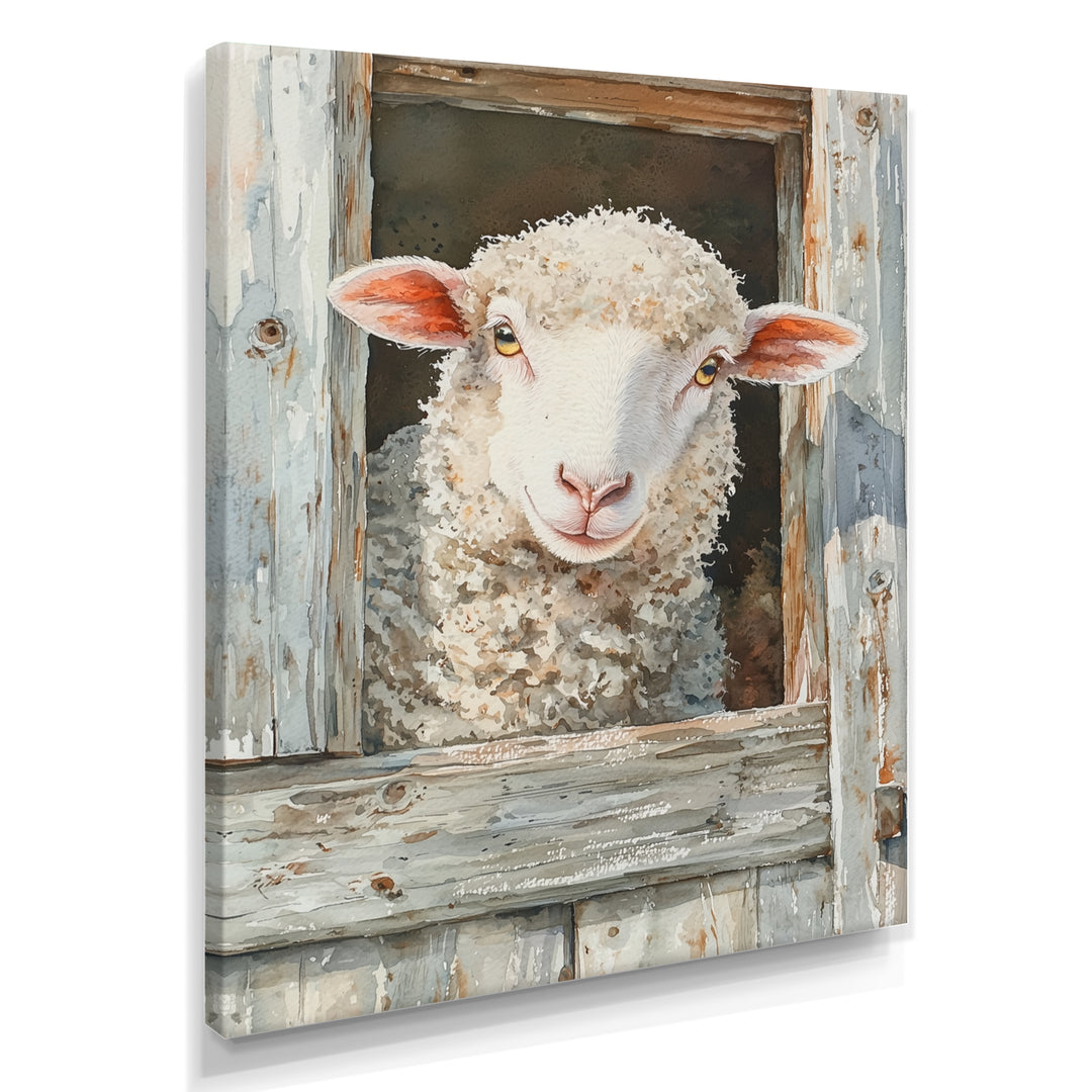Cute Sheep Portrait At The Farm - Sheep Home Decor Art