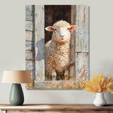 Sheep Portrait At The Barn - Sheep Canvas Wall Art