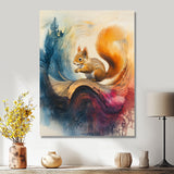 Abstract Vivid Squirrel At The Mountain On Slide - Squirrel Living Room Wall Art