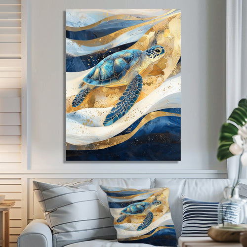 Abstract Waves Of Turtle Trails - Turtle Home Decor Art