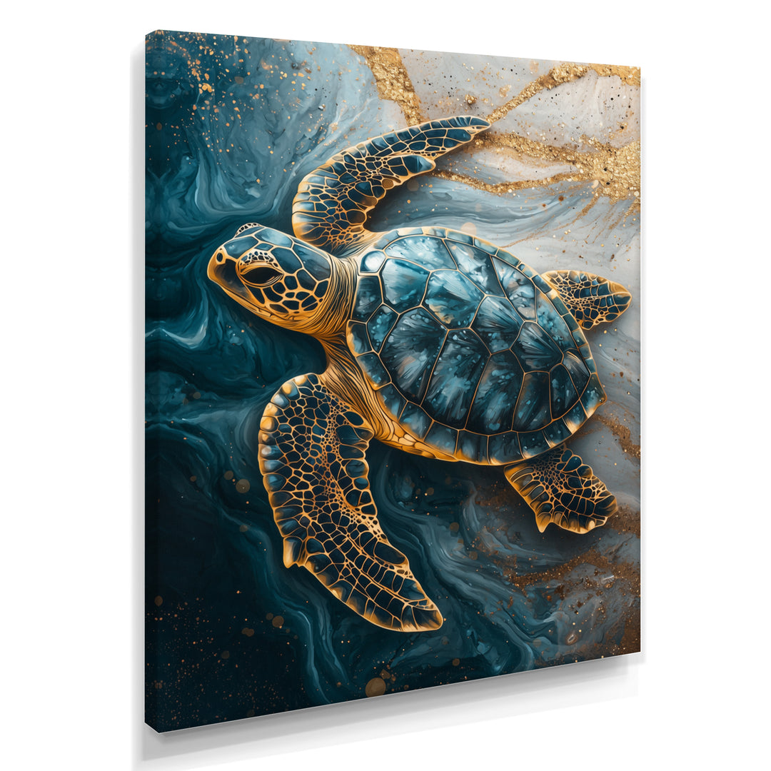 Abstract Marble Of The Turtle S Voyage - Turtle Living Room Wall Art