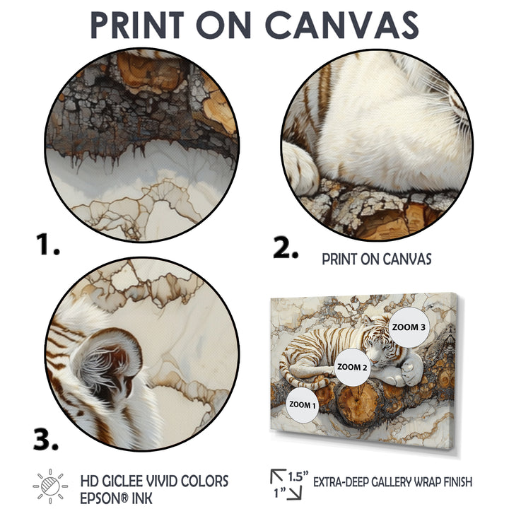 White Tiger In Winter Landscape Crystal - Tiger Framed Canvas Art