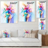 Abstract Colorful Spring Flowers Framed Print Matte White - 1.5" Width