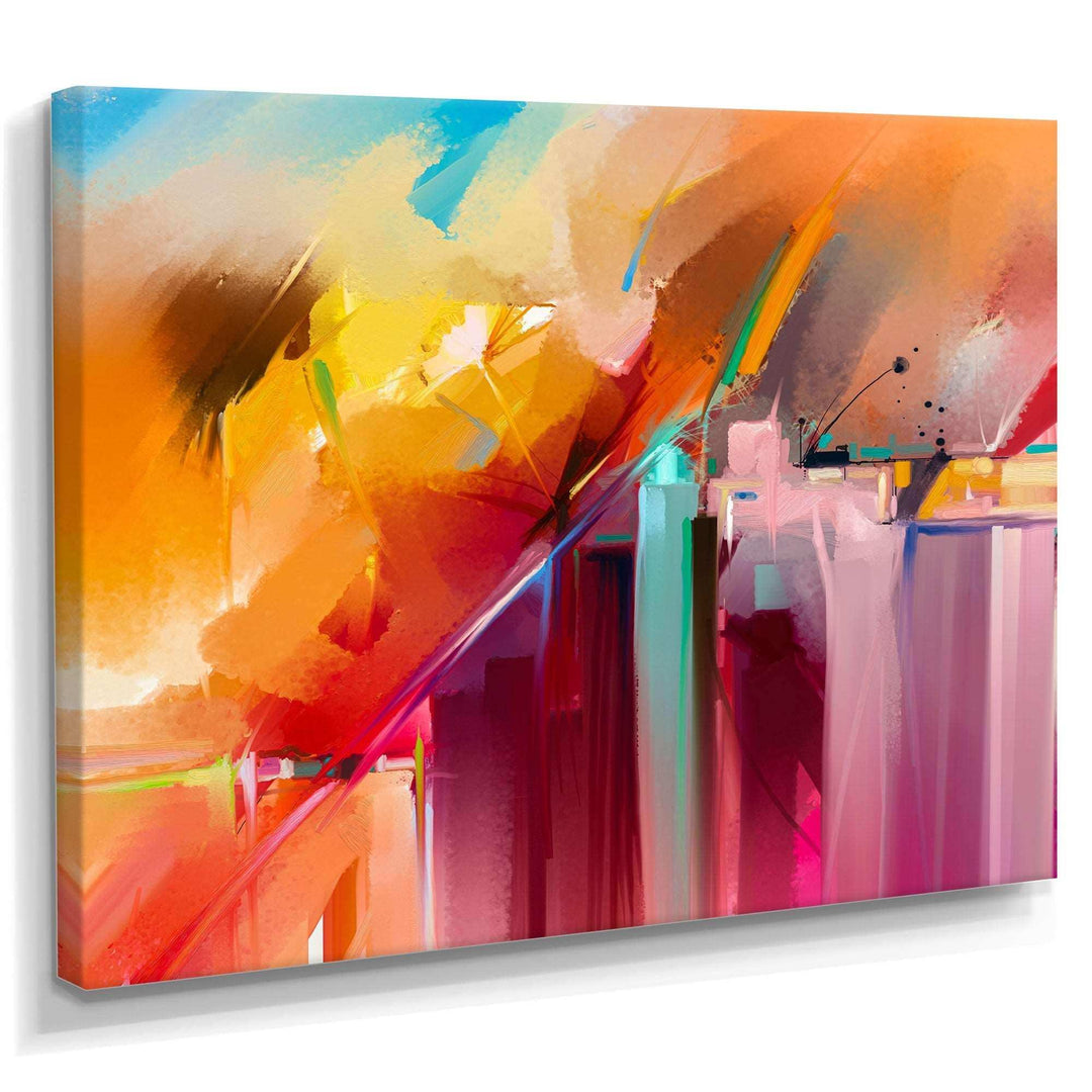 Abstract Acrylic Composition In Orange And Red Canvas Canvas