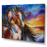 5 Feathers Indian War Horse Canvas Canvas