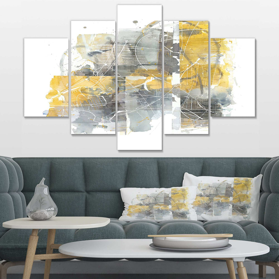 Moving In and Out of Traffic II Yellow Grey - Multi-Panels