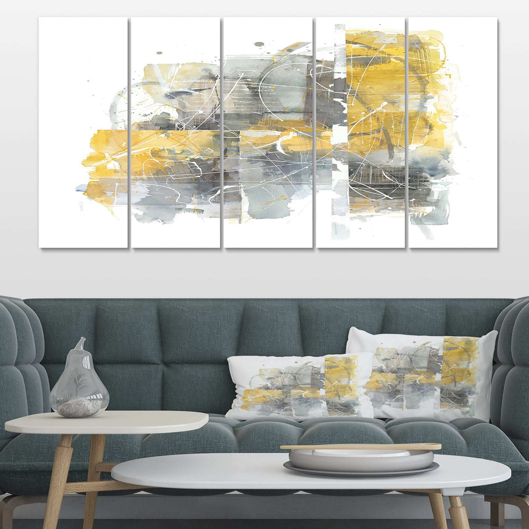 Moving In and Out of Traffic II Yellow Grey - Multi-Panels
