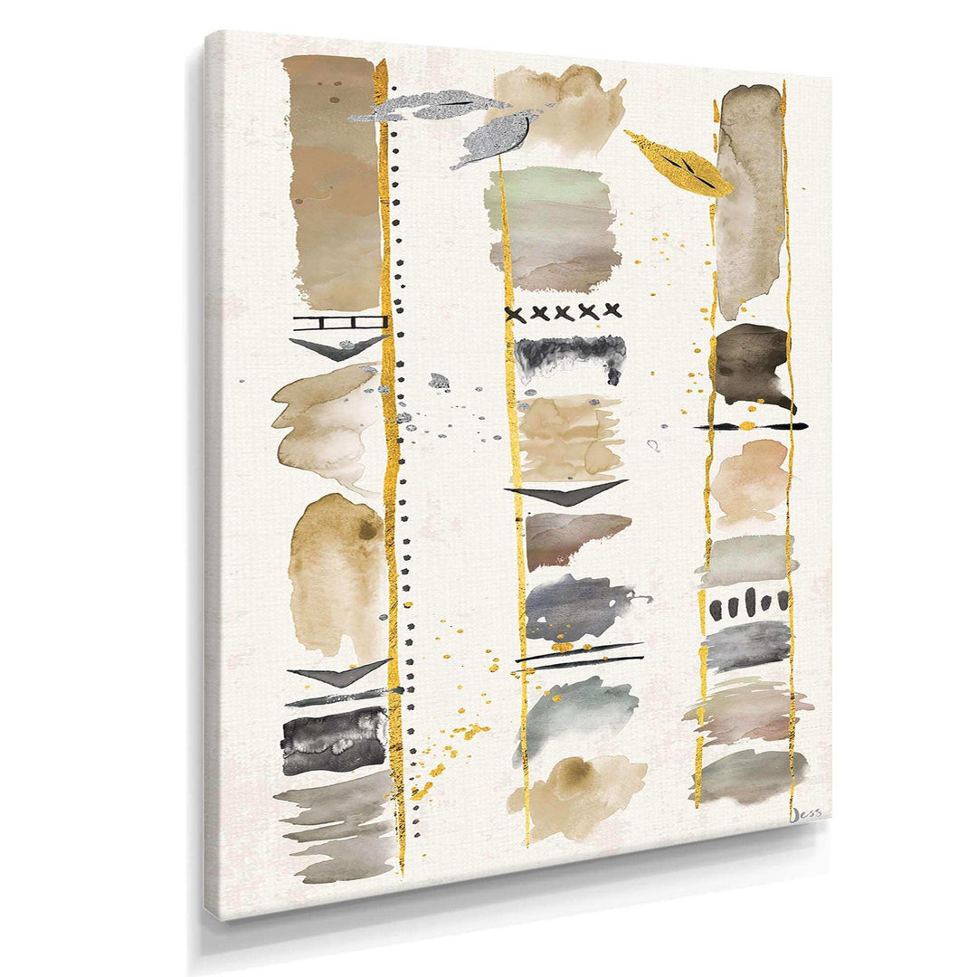 Abstract Gold Birch Trees I Canvas Canvas