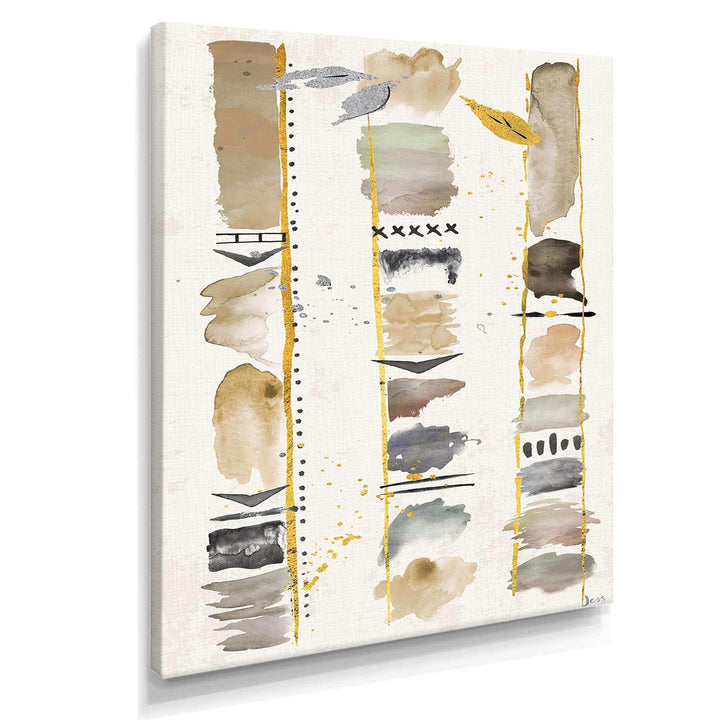 Abstract Gold Birch Trees I Canvas Canvas