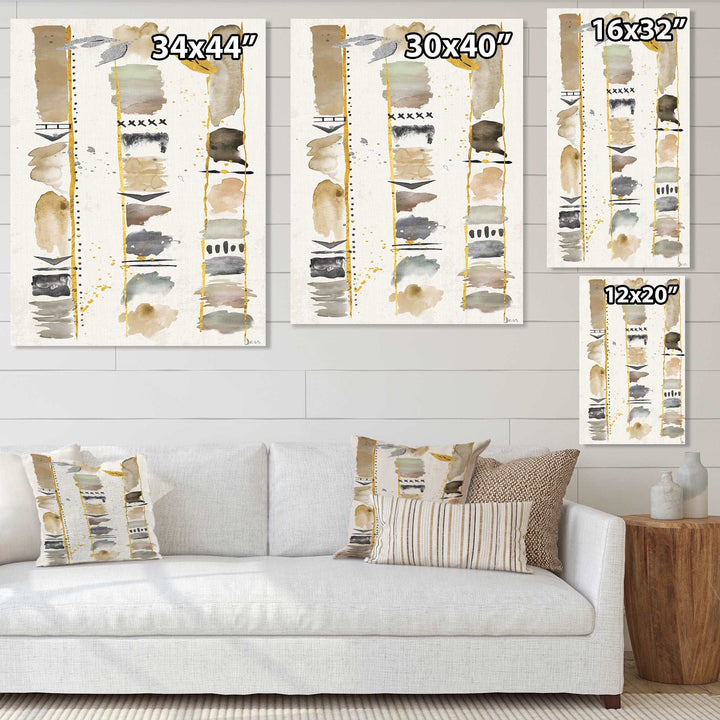 Abstract Gold Birch Trees I Framed Print Matte White - 1.5" Width