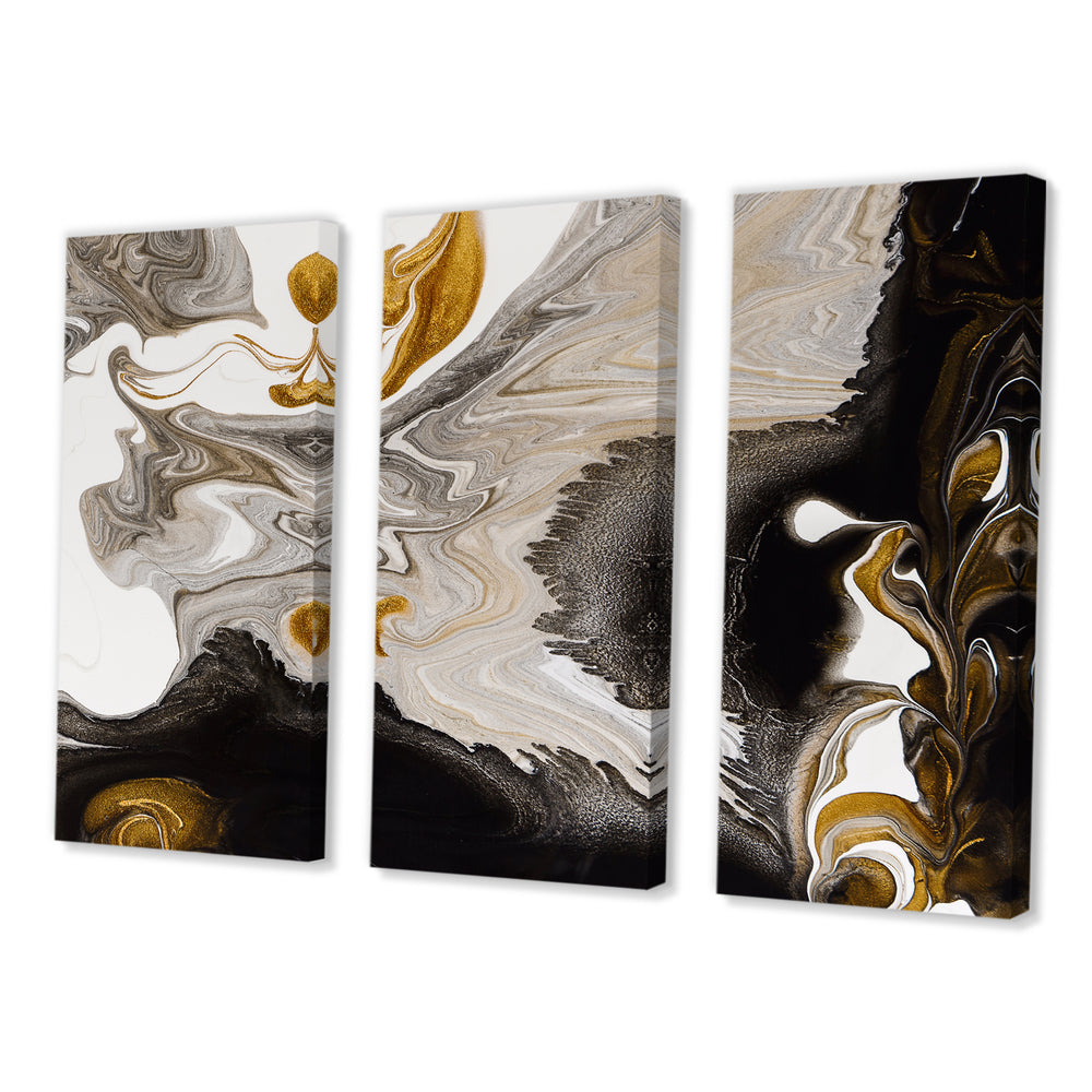 Gold And Black Marble Waves IV - Multi-Panels