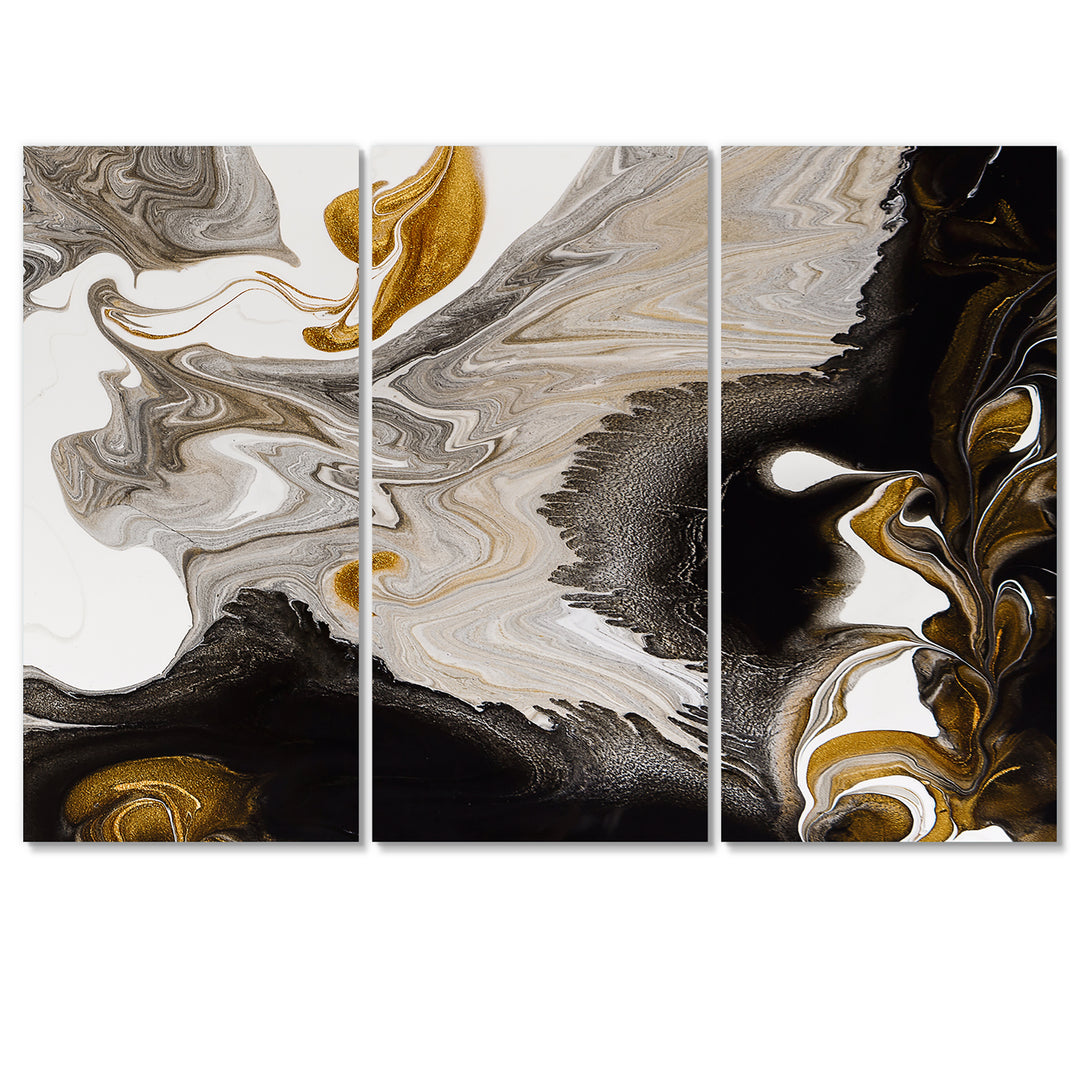 Gold And Black Marble Waves IV - Multi-Panels